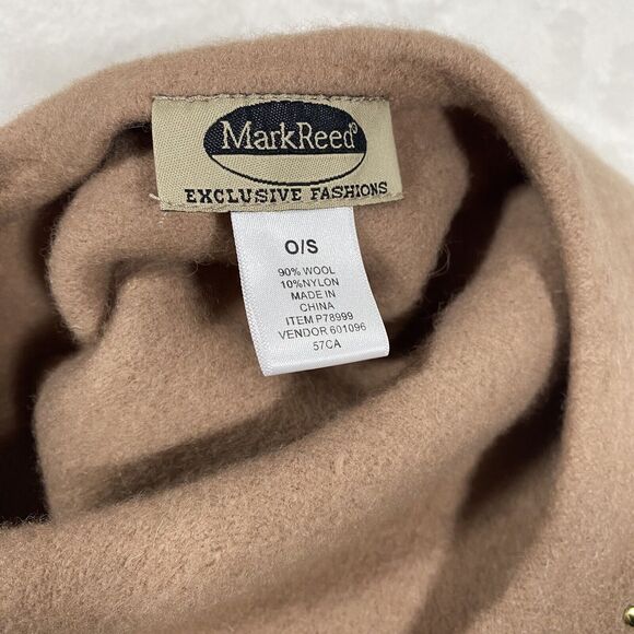 Vintage Mark Reed Women's Wool Beret Tan Studded Metallic Silver Gold Classic OS - Picture 6 of 7